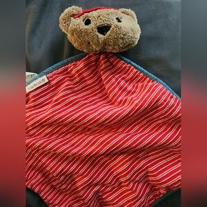 Rare CachCach Cach Cach Baseball Bear Lovey Security Blanket Baby Plush Satin